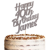 Personalised Happy Birthday Glitter Cake Topper by KreateSquare | Custom Colour Any Name & Any Age Premium 950 GSM Glitter Finish